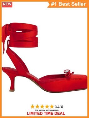 Satin Kitten Heel Ballet Pumps Lace Up Bow Slingback 2 Inch Heel